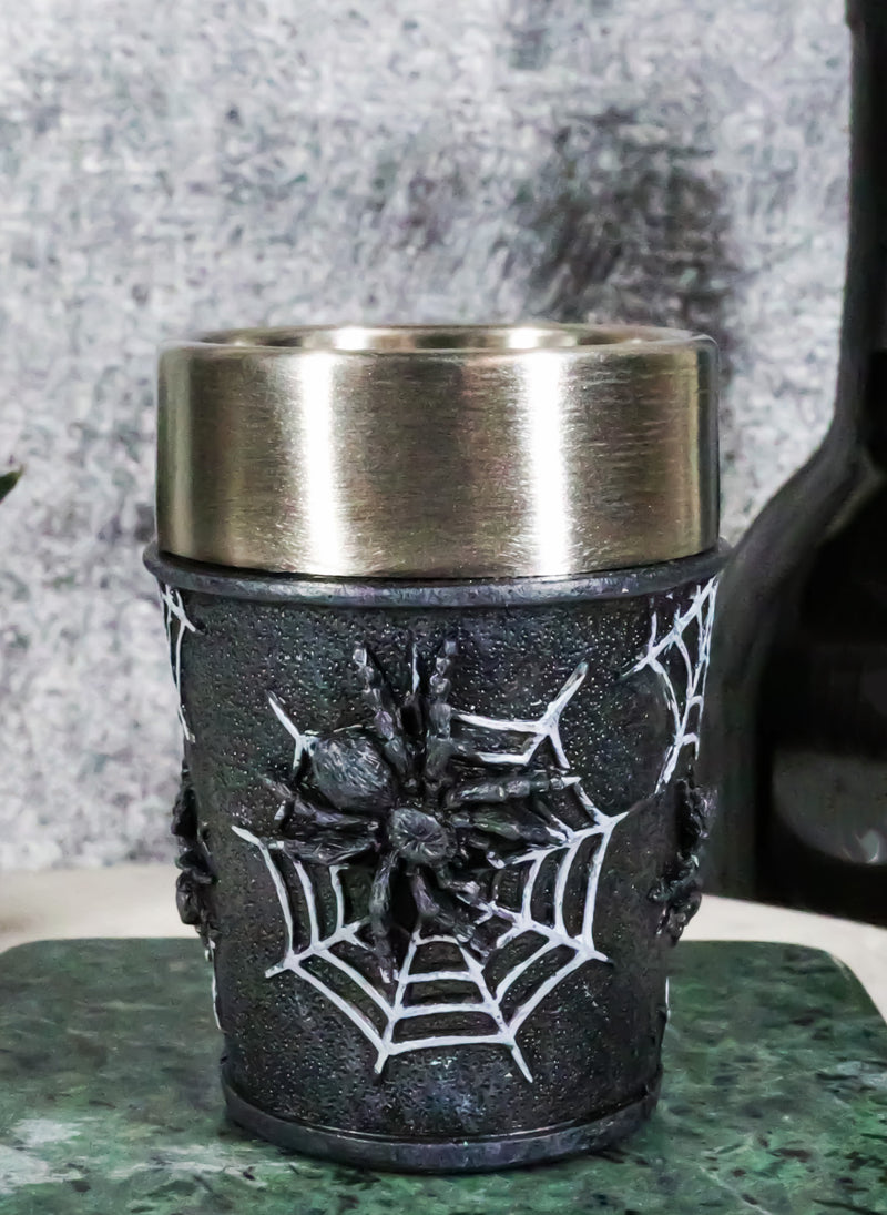 Set Of 4 Gothic Arachnid Black Giant Spider With Webs Shooter Shot Glasses