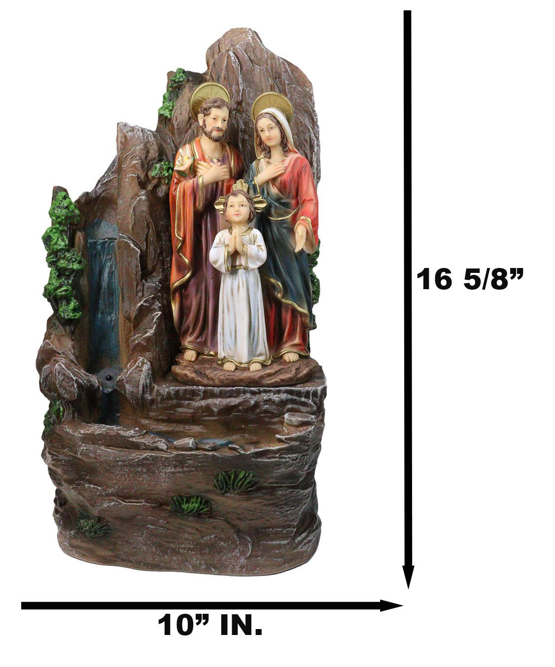 Catholic The Holy Family Joseph Mary Jesus Water Fountain Feature Sculpture 16"H - Ebros Gift