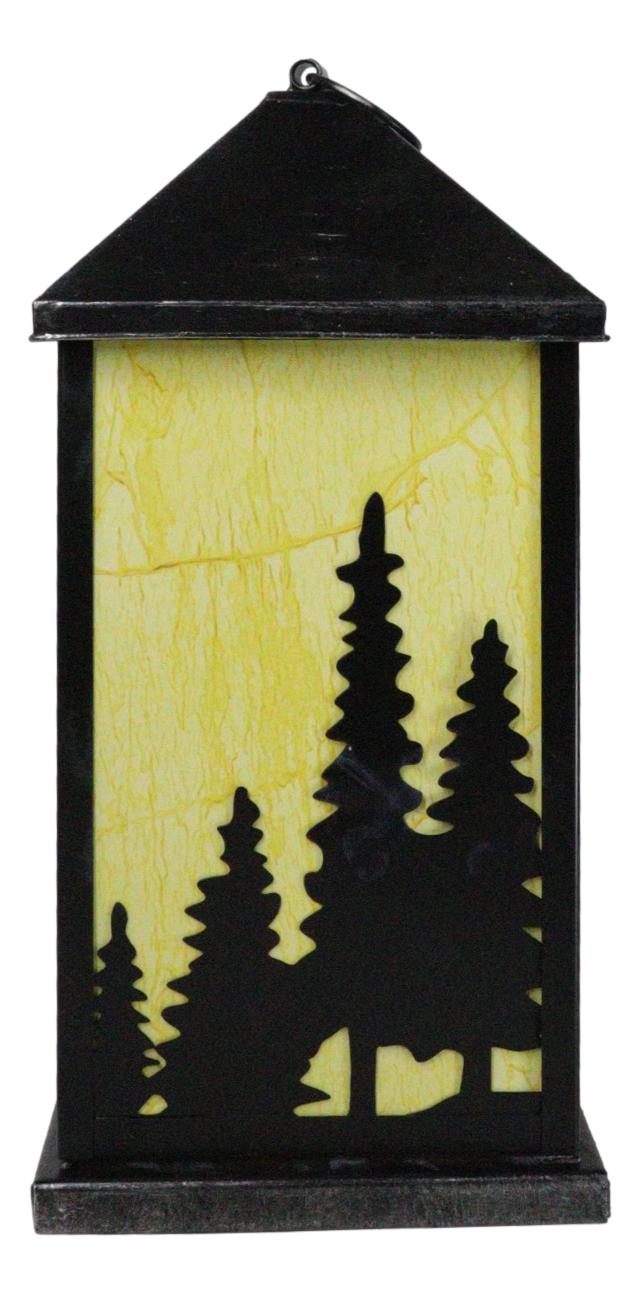 Rustic Deer Moose Scenic Forest Mountains Electric Metal Wall Or Floor Lantern - Ebros Gift