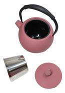 Pastel Pink Minimalistic Tilted Round Cast Iron Teapot 28oz Tea Pot With Handle
