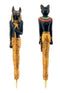 Pack Of 2 Egyptian Gods Anubis Dog And Bastet Cat Hieroglyphic Ballpoint Pens