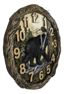 Rustic Cozy Woodland Pines Black Bear Forest Faux Wood Look Wall Clock Decor