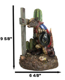 Rustic Western Armadillo Cowboy by Saguaro Cactus Praying By The Cross Figurine