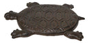 Set Of 4 Cast Iron Bronzed Sea Turtle Patterned Shell Garden Stepping Stones