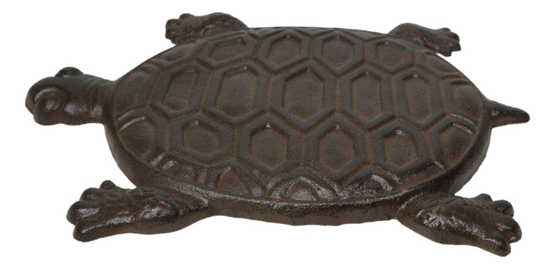 Set Of 4 Cast Iron Bronzed Sea Turtle Patterned Shell Garden Stepping Stones