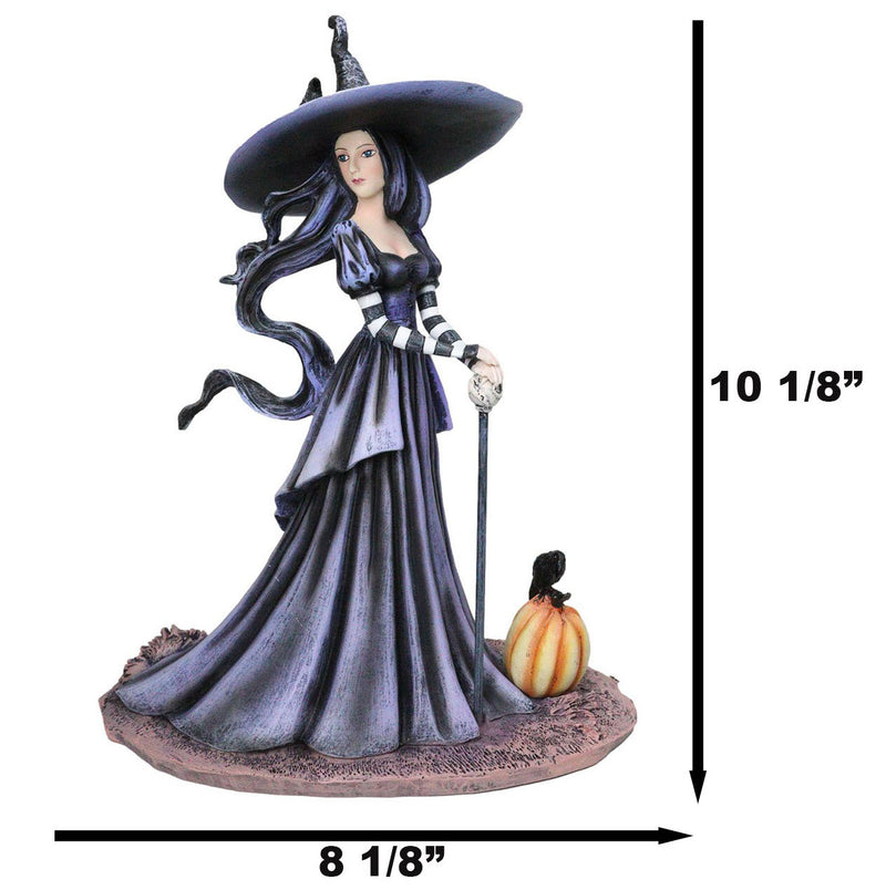 Amy Brown Halloween Pumpkin Gothic Ravenspell Crow Witch With Cane Figurine