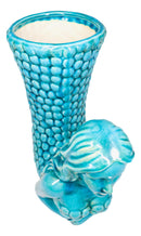 Ceramic Weathered Turquoise Mermaid Vase Planter Pot Utensil Or Wine Holder