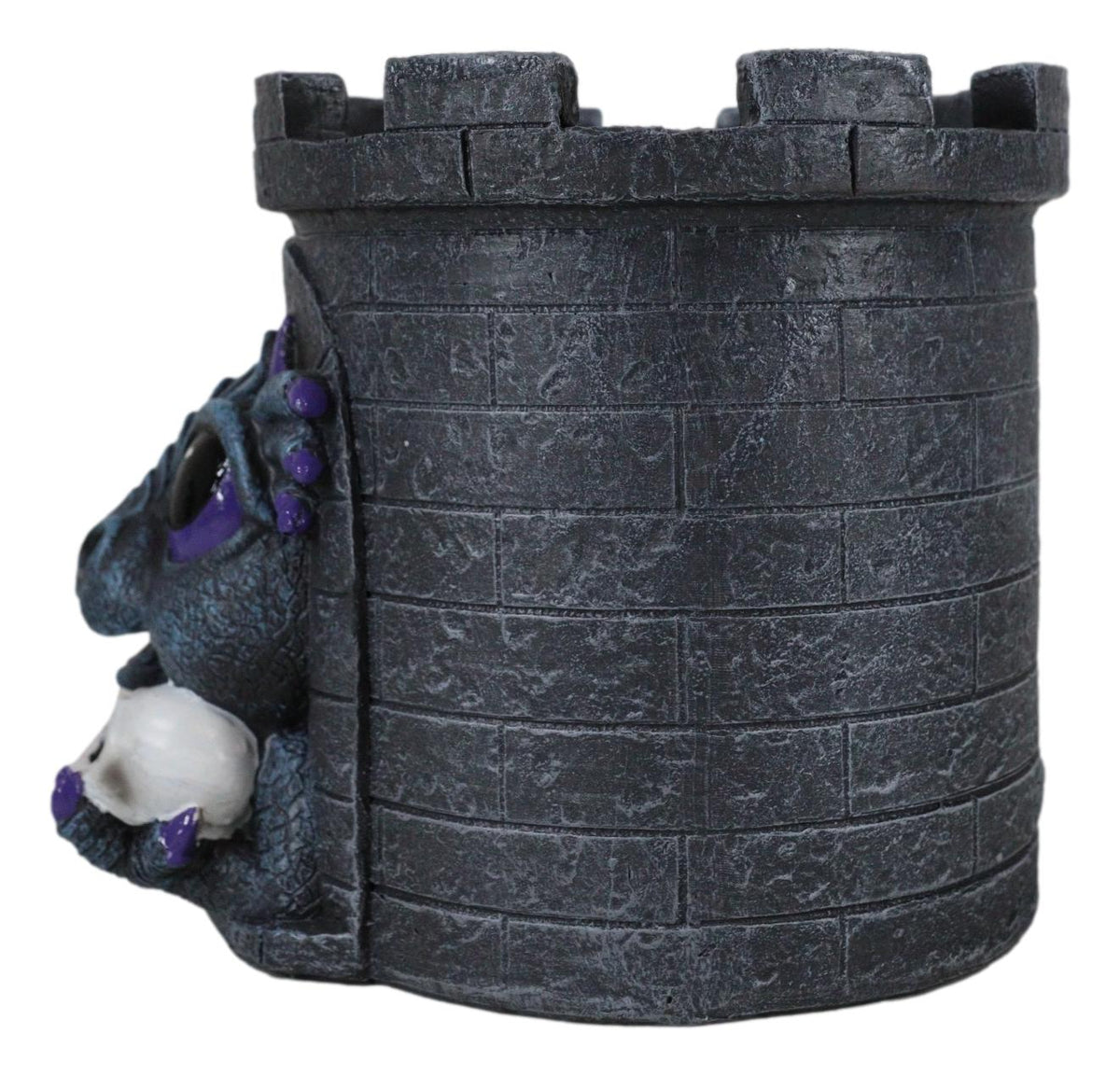 Fantasy Baby Dragon Wyrmling Holding Skull In Castle Tower Stationery Pen Holder