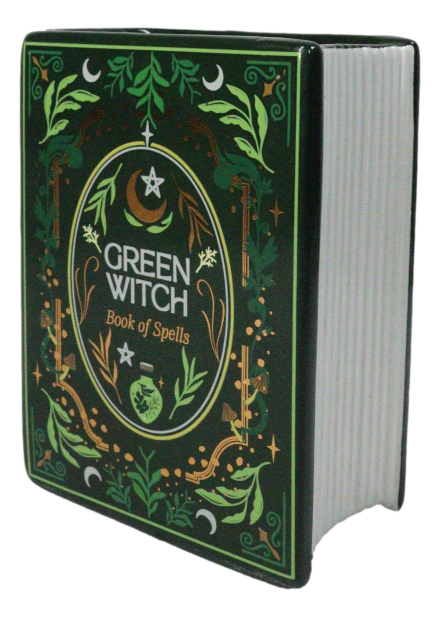 Ebros Green Witch Book of Spells Ceramic Flower Vase Gothic Grimoire Decor