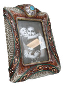 Rustic Southwest Silver Concho Turquoise Gem Tribal Patterns Picture Frame 5"X7"