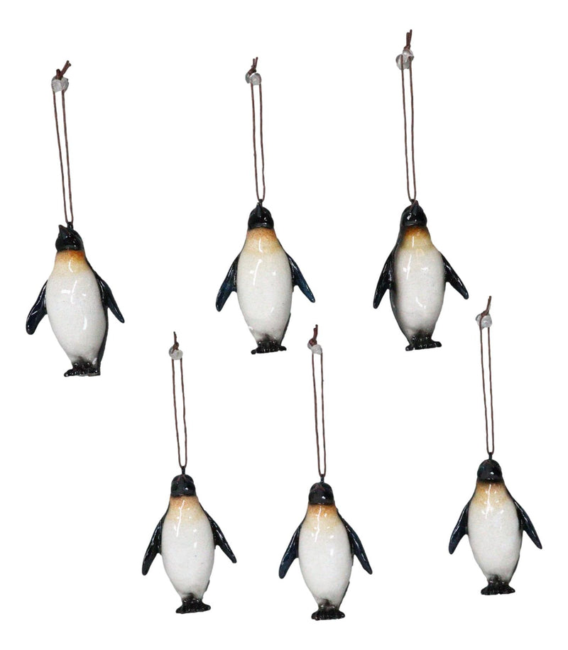 Set Of 6 Nautical Emperor Penguins Ocean Marine Wall Decor Tree Ornaments