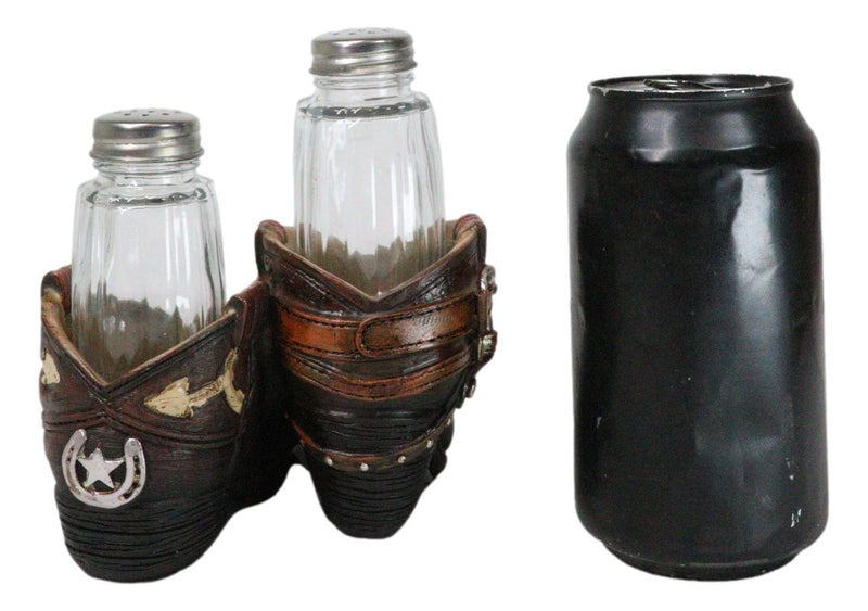 Rustic Cowgirl Turquoise Flowers Stars Double Boots Salt Pepper Shakers Holder