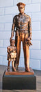 Heroic Men In Blue Police Officer Holding Girl Daughter Hand Bronzed Statue