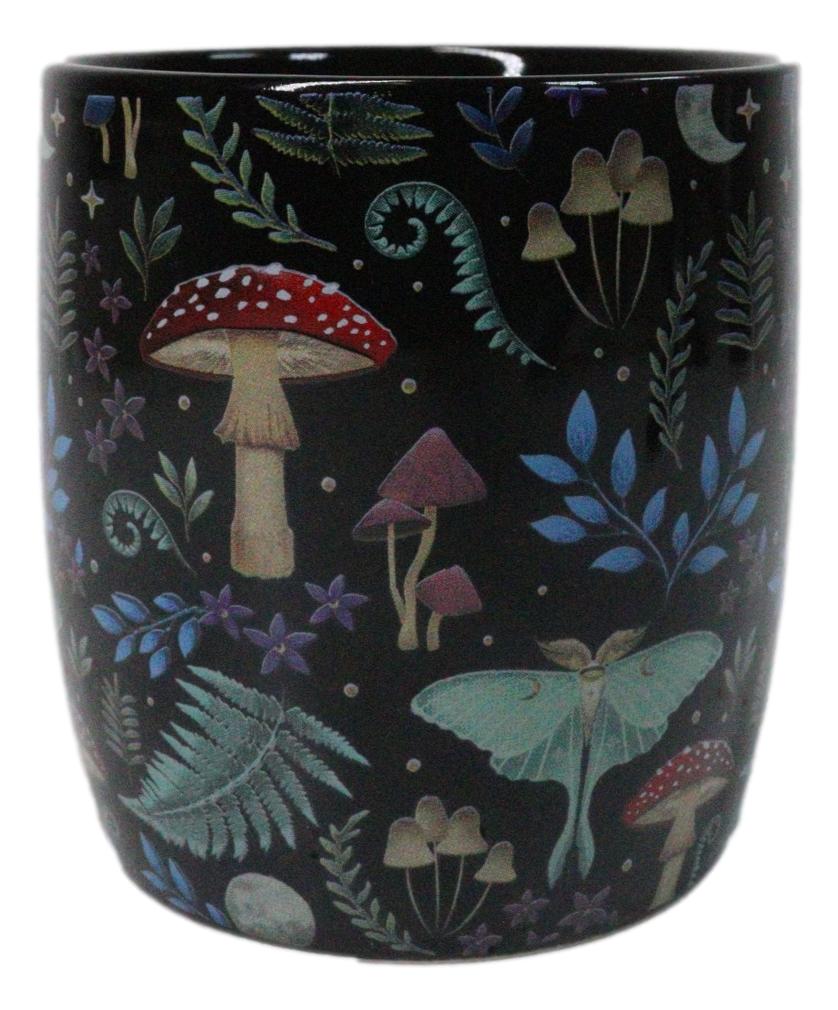 Wicca Magic Dark Forest Mushrooms And Wild Herbs Porcelain Coffee Mug Cup 12oz