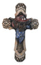 Rustic Country Western Highland Cow with Cowboy Hat and Scarf Wall Cross Decor