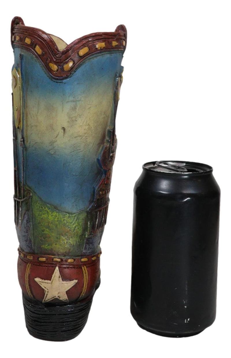 Rustic Western Oil Derrick Pump Jack USA Flag Cowboy Boot Flower Vase Planter