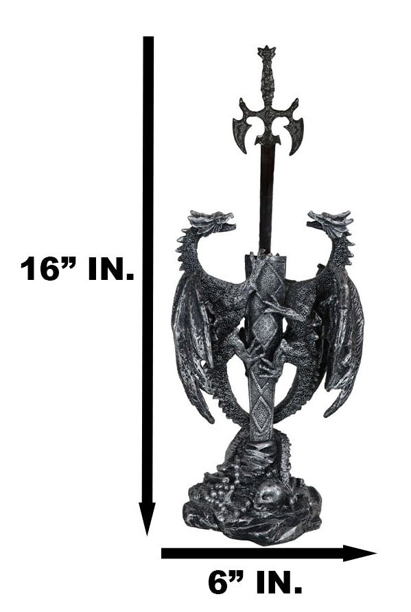 Fantasy Gothic Climbing Double Dragon And Excalibur Sword Letter Opener Figurine