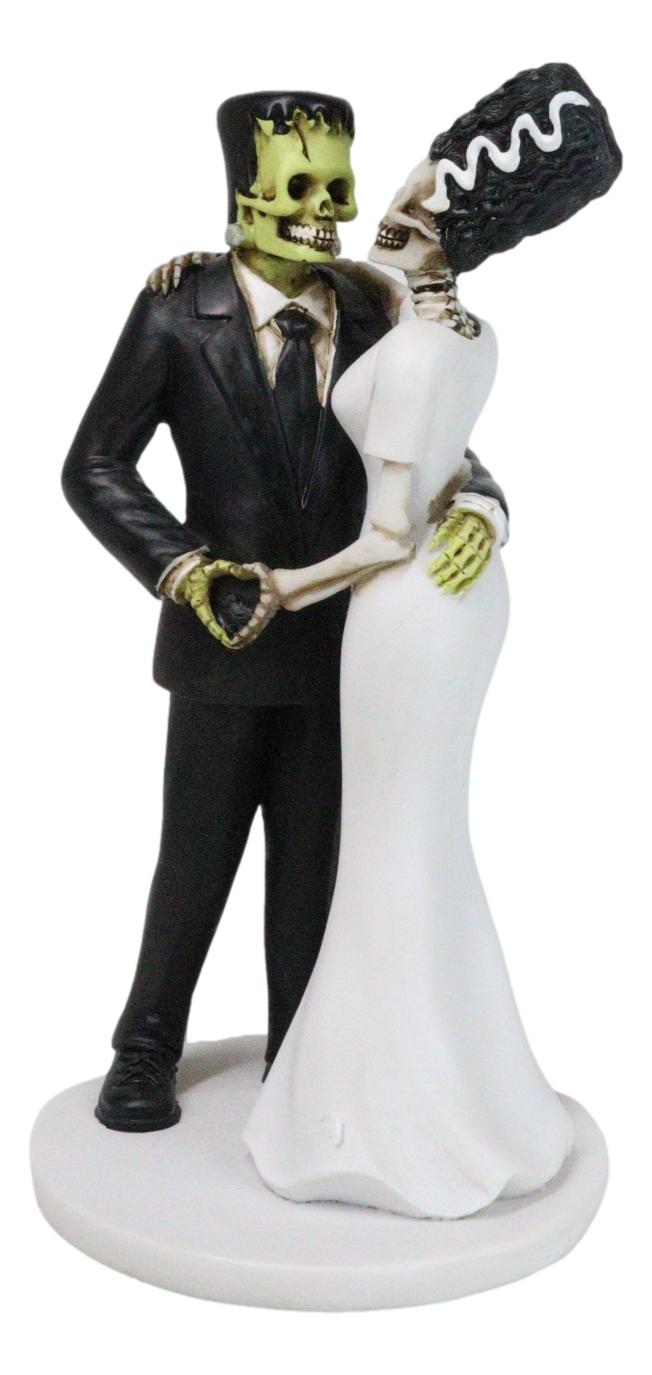 Wedding Dance Skeleton Frankenstein Skull Bride and Groom Love Sign Figurine