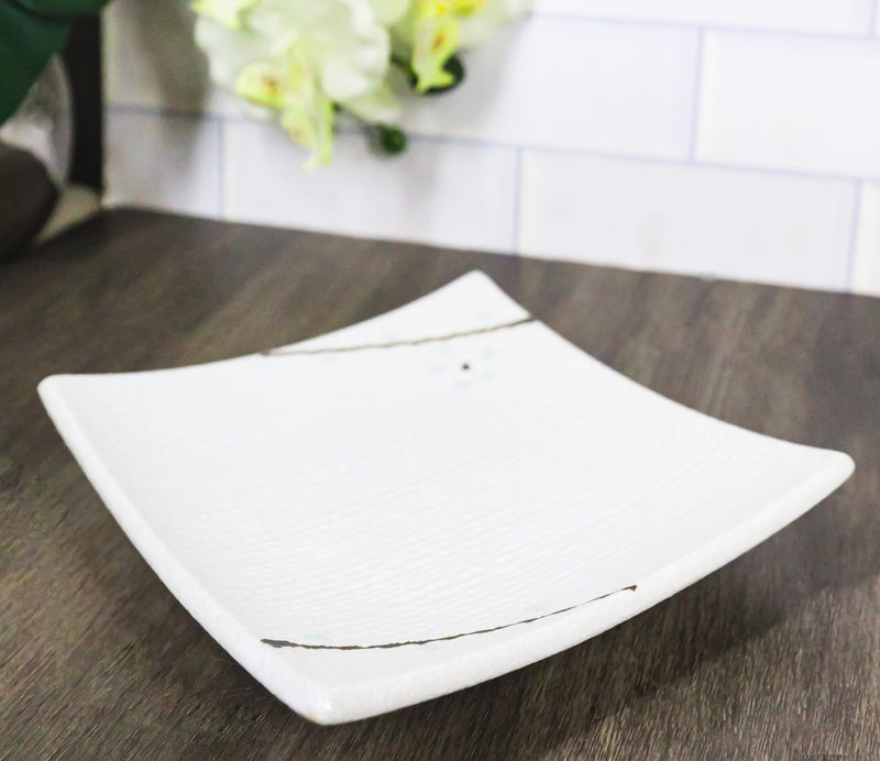 Set Of 6 Yukino Hana Snowflakes Square Appetizer Dessert Salad Ceramic Plates