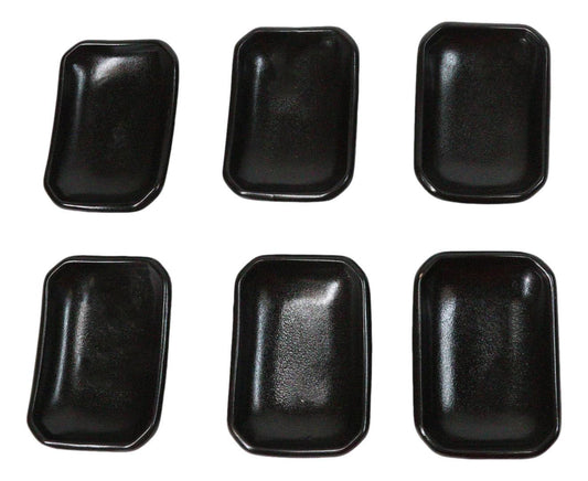 Pack Of 6 Ceramic Black Kokuyo Soy Sauce Oil Condiment Rectangular Dishes 2oz