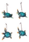Set Of 4 Nautical Blue Sea Turtles Ocean Marine Wall Hanger Decor Tree Ornaments