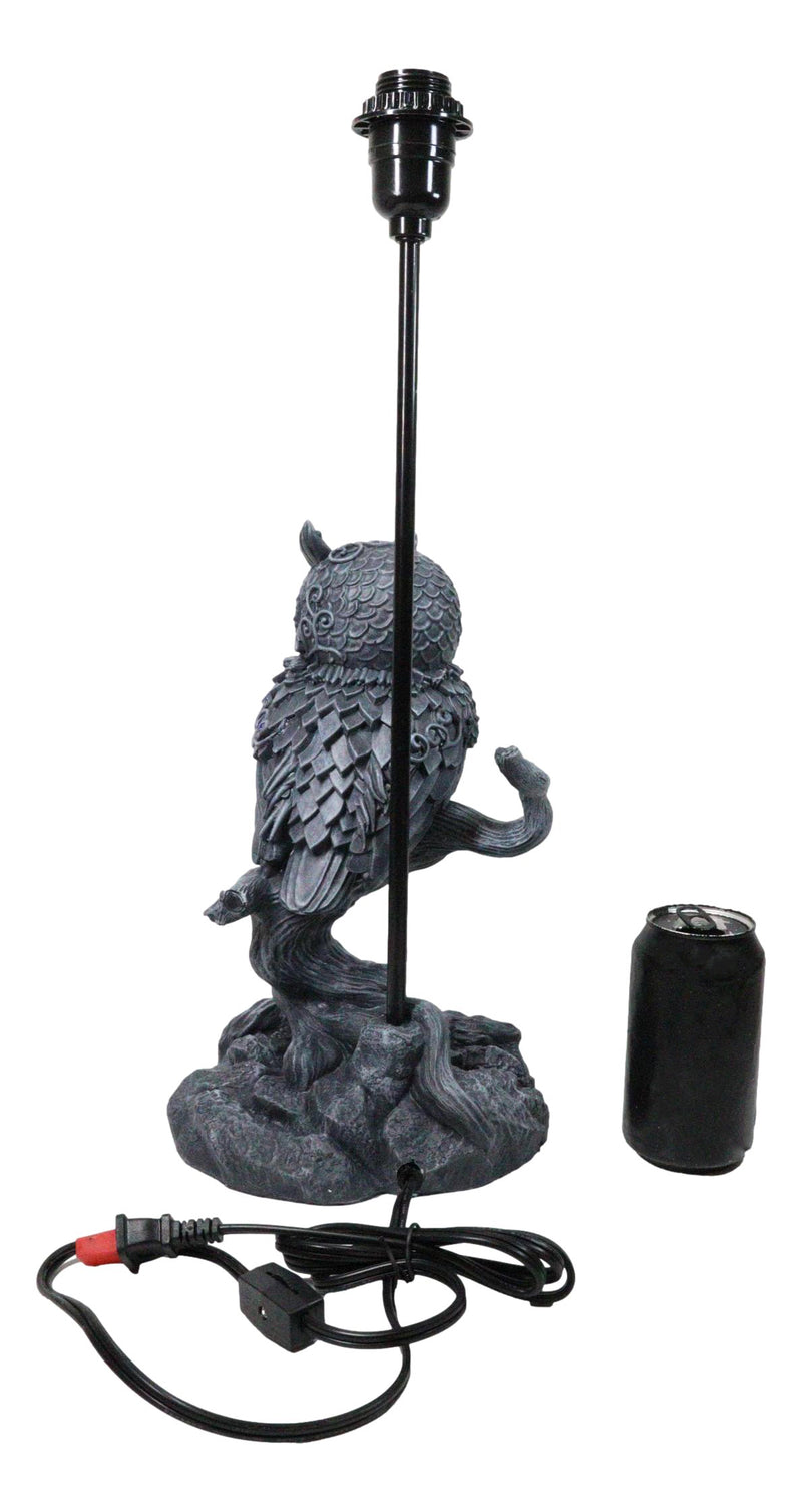 Wisdom of The Woods Mystical Bejeweled Owl Perching On Tree Branch Table Lamp