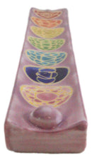Ceramic Colorful Rainbow 7 Chakra Zone Colors Mandala Flowers Incense Holder