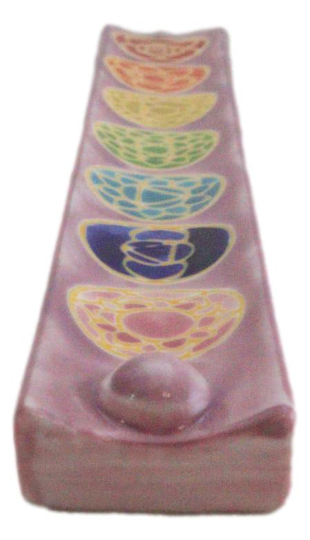 Ceramic Colorful Rainbow 7 Chakra Zone Colors Mandala Flowers Incense Holder