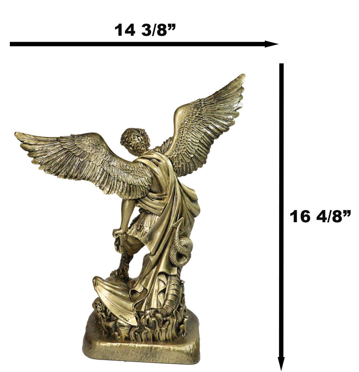 Made in Italy Archangel Saint Michael Trampling Satan With Sword Statue 16"H - Ebros Gift