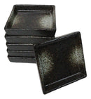 Set Of 6 Charcoal Grey Tone Hakumu Art Ceramic Square Condiment Sauce Dishes 2oz