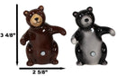 Ceramic Black And Grizzly Brown Bears Hugging Dancing Salt And Pepper Shakers