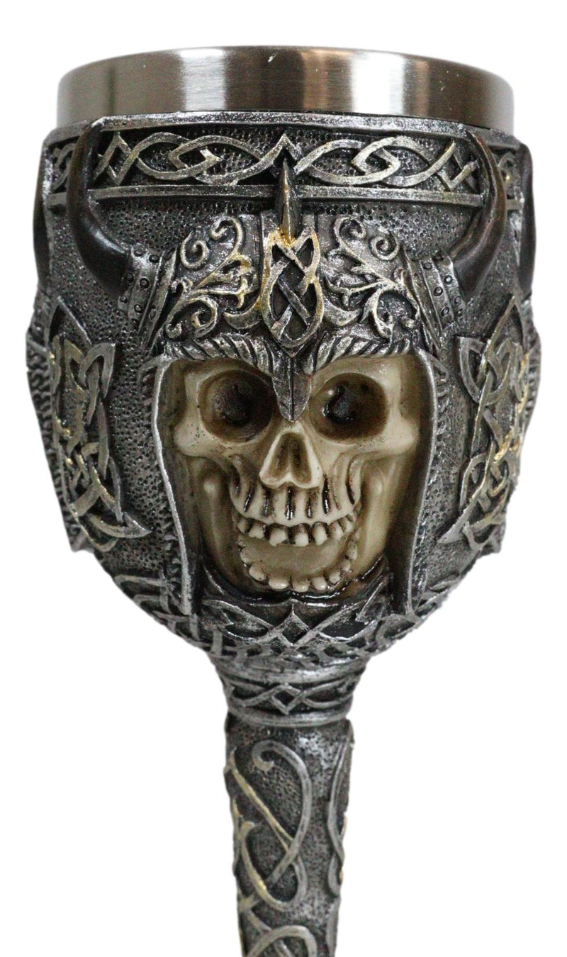 Ebros Gothic Viking Grinning Skull Wine Goblet With Celtic Knotwork 7.5"H