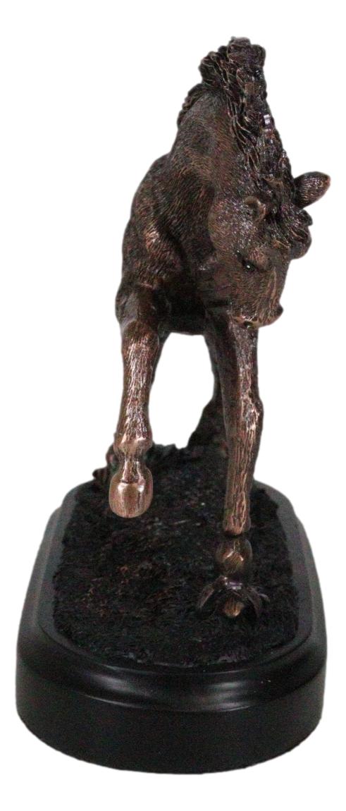 Rustic Western Country Stallion Horse Textured Bronze Resin Figurine With Base