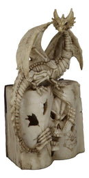 Skeleton Bone Dragon On Spell Book Of The Dead Skull Mummy LED Light Figurine