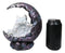 Snow White Wolf Mother With 4 Pups On LED Light Crater Crescent Moon Figurine