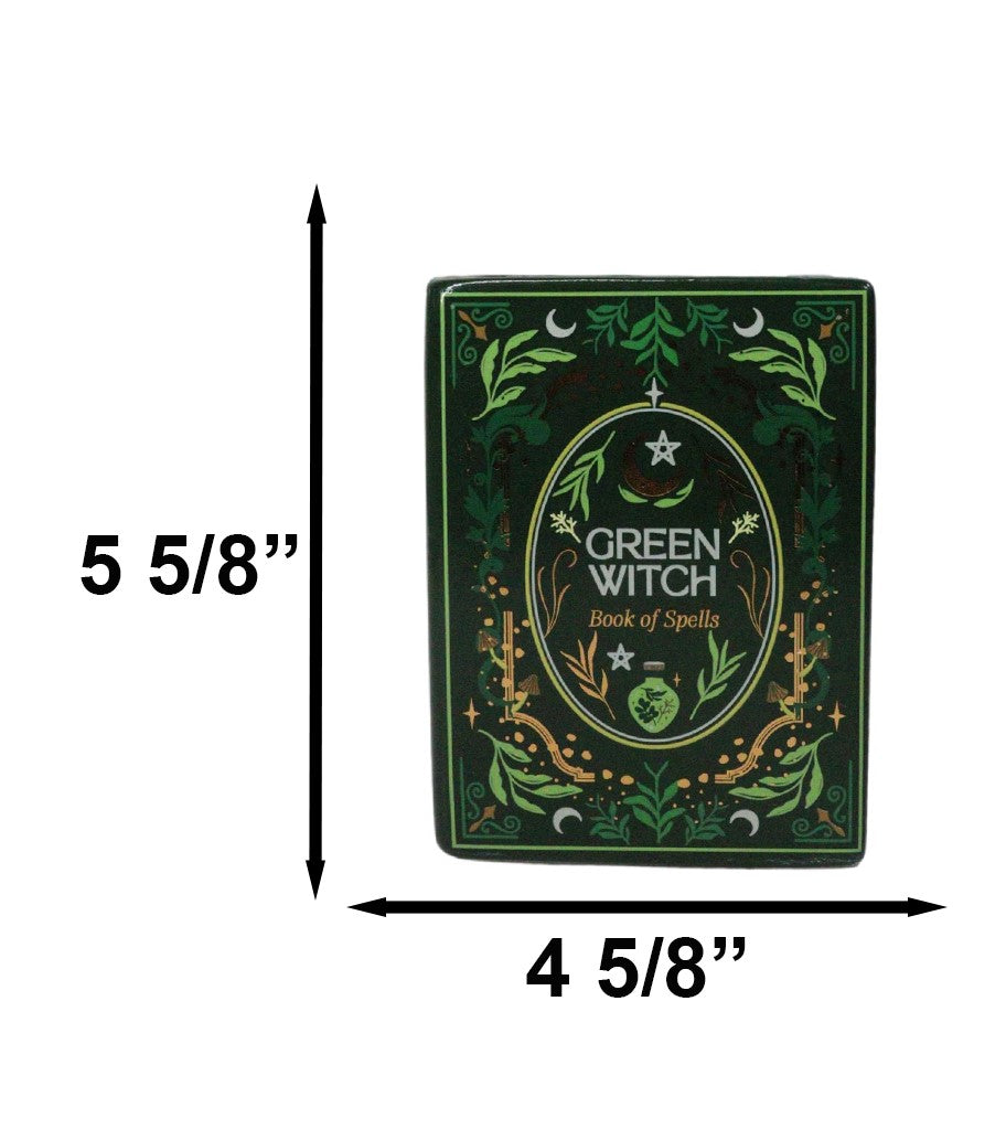 Ebros Green Witch Book of Spells Ceramic Flower Vase Gothic Grimoire Decor