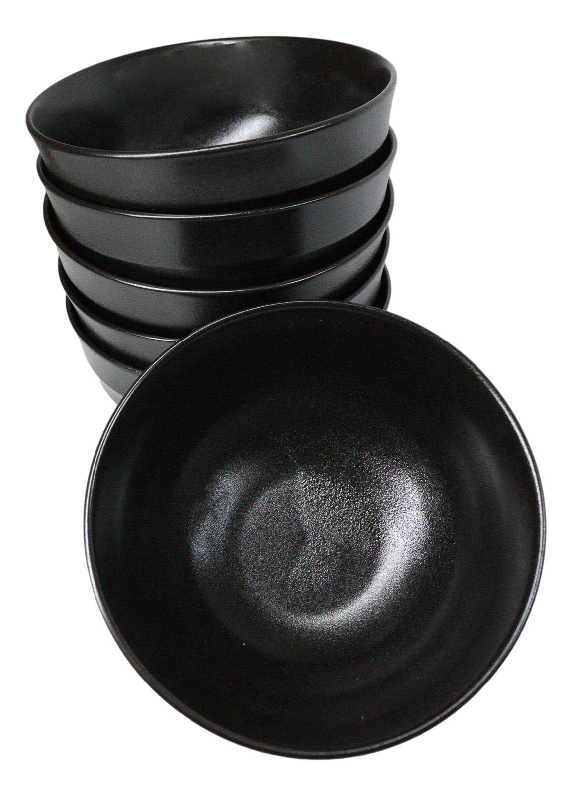 Pack Of 6 Black Kokuyo Minimalist Ceramic Medium Soup Salad Rice Bowls 24oz