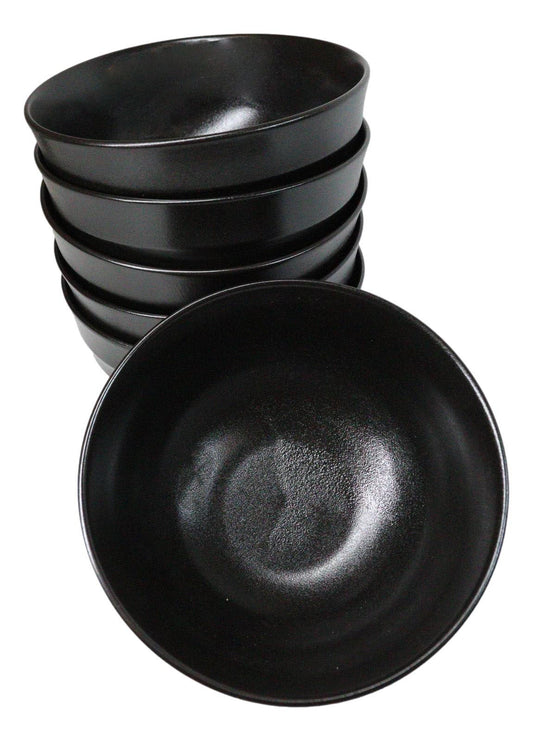 Pack Of 6 Black Kokuyo Minimalist Ceramic Medium Soup Salad Rice Bowls 24oz