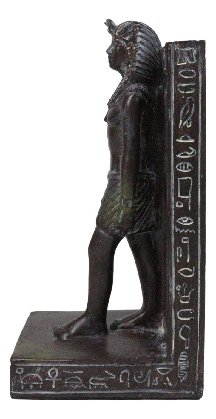 Son of Horus Pharaoh Egyptian King Tut Standing On Hieroglyphic Base Bookend