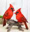 Wildlife Nature 2 Northern Red Cardinal Birds Perching On Branch Figurine