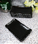 Pack Of 6 Black Kokuyo Minimalist Ceramic Rectangular Wavy Sushi Plates 8.75"L