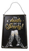 Set Of 2 Till Death Do Us Party Skeletons Toasting Champagne Metal Wall Signs