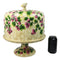 European Vineyard Grapes Ceramic Pastry Pedestal Plate Cake Stand With Dome Lid