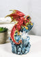 Fantasy Red And Gold Geode Dragon Perching On Crystal Rock Cavern Small Figurine