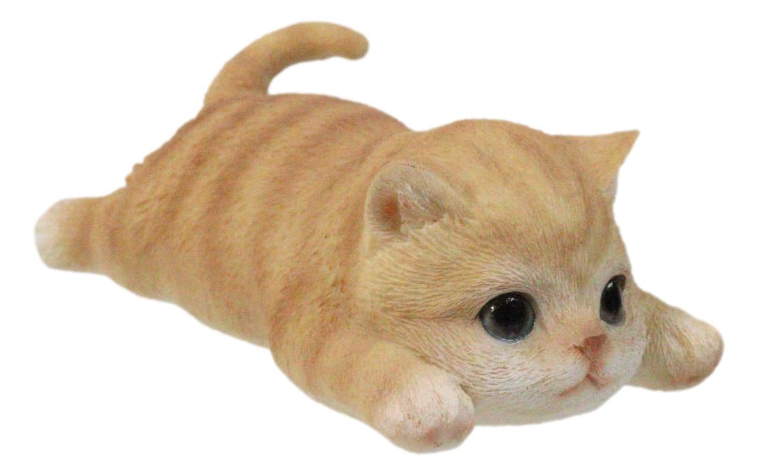 Adorable Resting Feline Orange Tabby Cat Kitten Magnetic Figurine 4.25"L