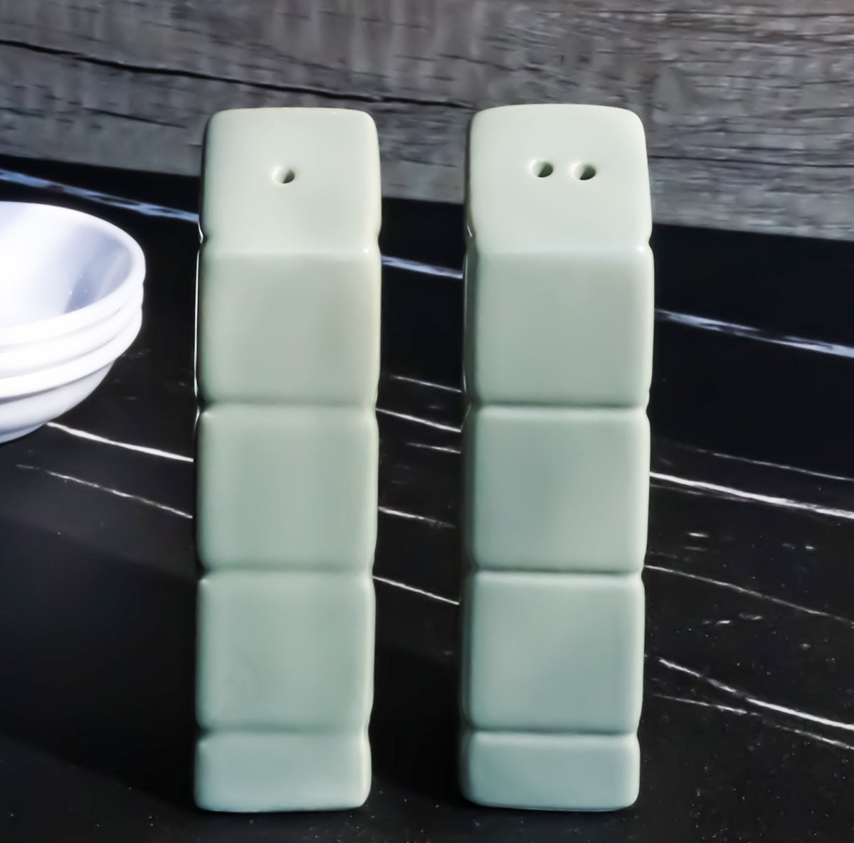 Frank Lloyd Wright Imperial Hotel Oya Japan Stone Pillars Salt Pepper Shakers