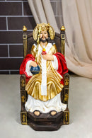 Christian Decor Crowned Christ The King Sitting On The Throne Sculpture 7.75" H