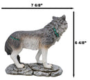 Gray Wolf with Turquoise Rocks Ornaments On The Prowl On Rocky Ground Figurine