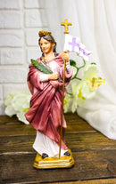 Martyr Saint Ursula Holding Cross Staff Figurine 8.25" H Patroness of Cologne