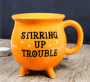 Wicca Magic Orange Stirring Up Trouble Cauldron Ceramic Mug With Handle 16oz